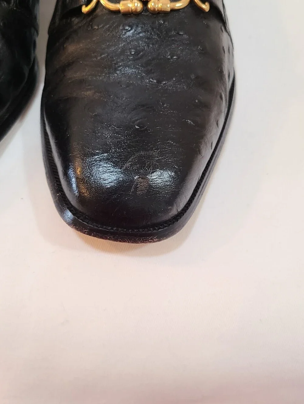 Giorgio Brutini Black Leather Slip-On Loafers with Gold Accent 9.5